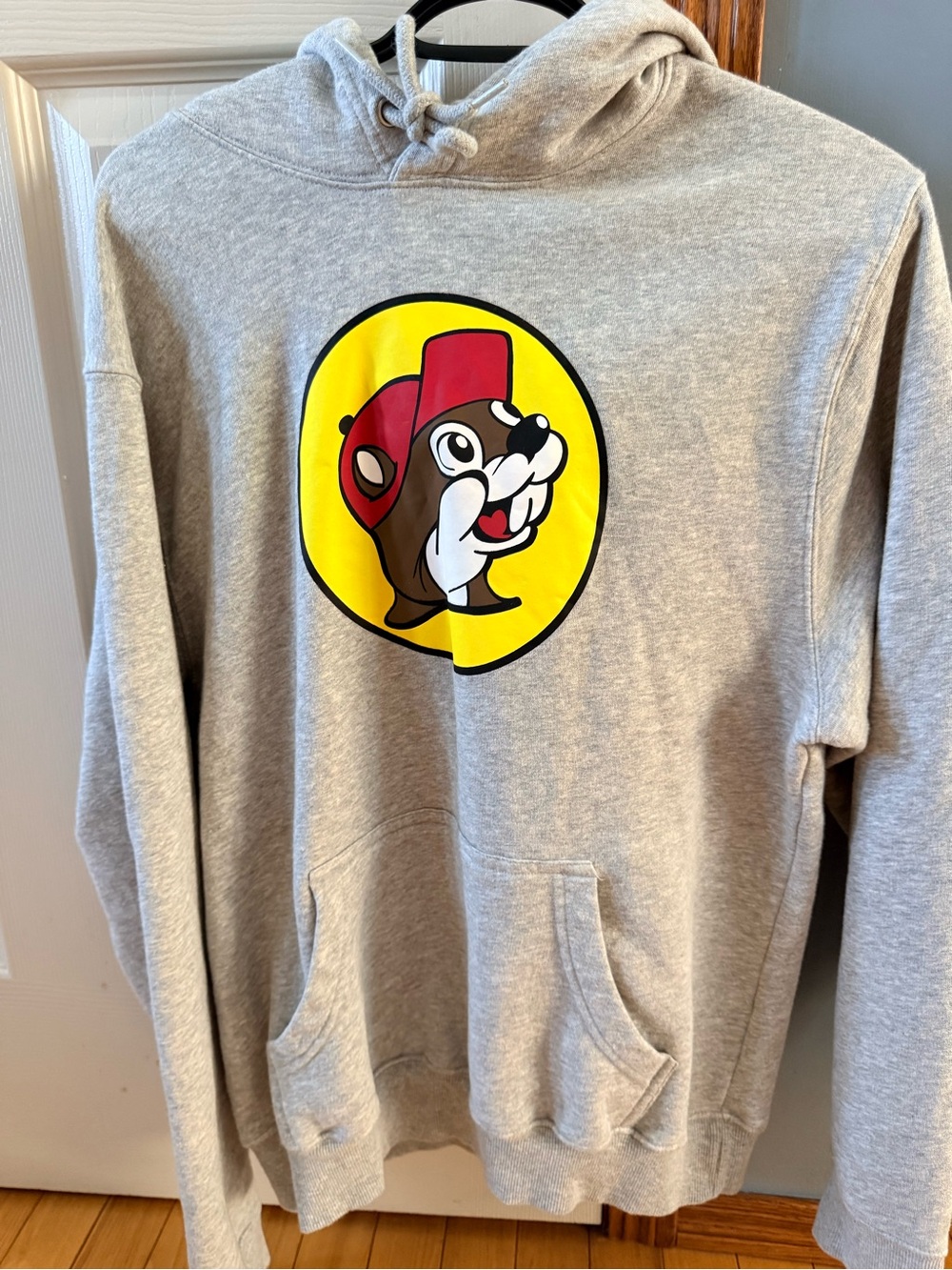 Gray Hoodie with Yellow & Red Graphic Mascot